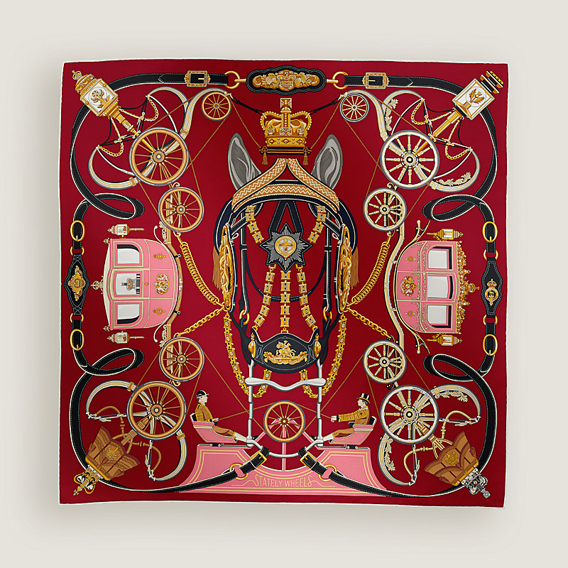 Stately Wheels scarf 90 - Red | Hermès Mainland China